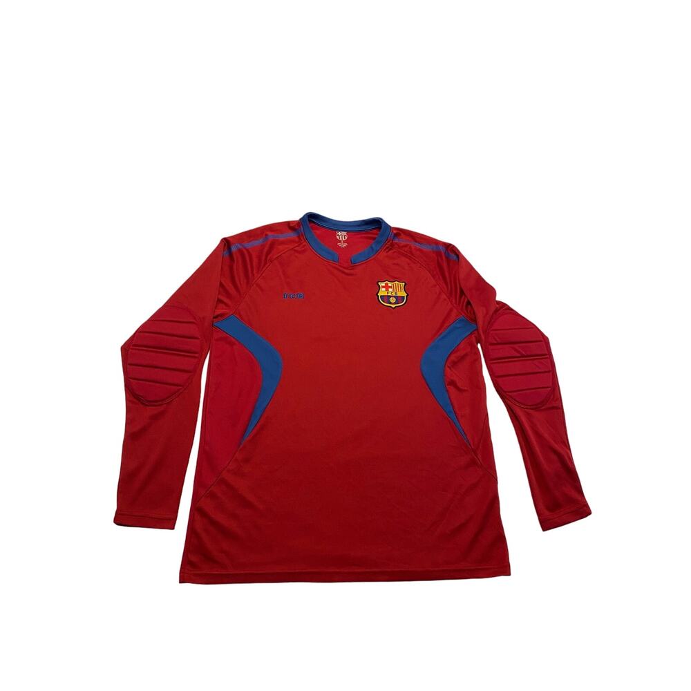 FC Barcelona Goalkeeper Soccer Jersey Mens Medium Large Red Elbow Pads Padded - Picture 1 of 14